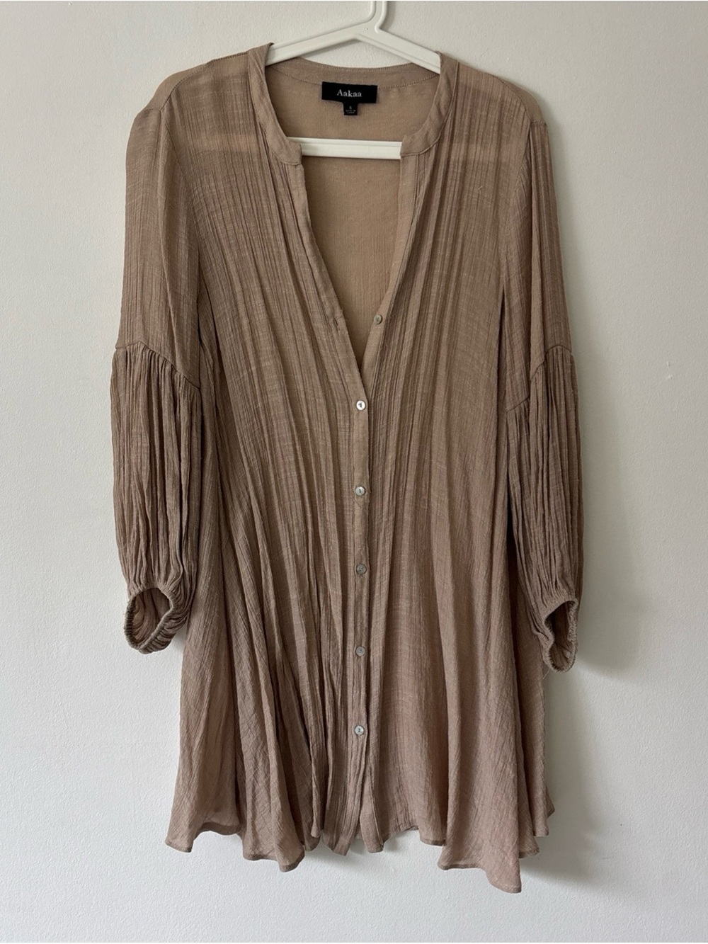 Aakaa Neutral Button-Front Tunic - Taupe Blush
